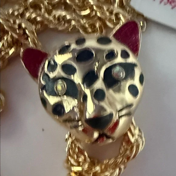 Betsey Johnson Gold Leopard Pendant Necklace NWT - Picture 11 of 13